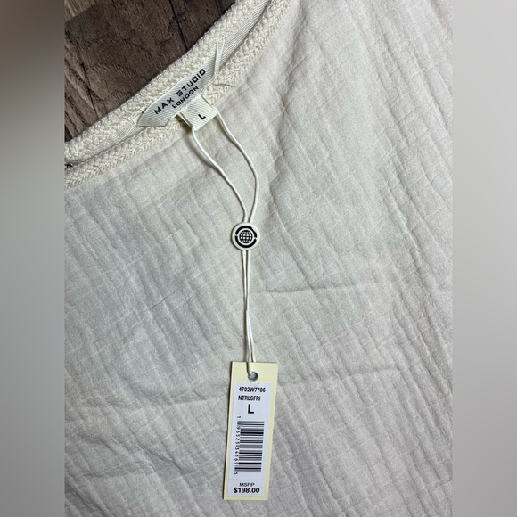 NWT Max Studio London White Double Weave Crinkle Linen-blend Shell Top SZ L - Picture 7 of 9